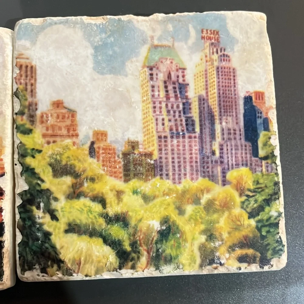 DH Custom Vintage New York Marble Coaster Set - 4 Total